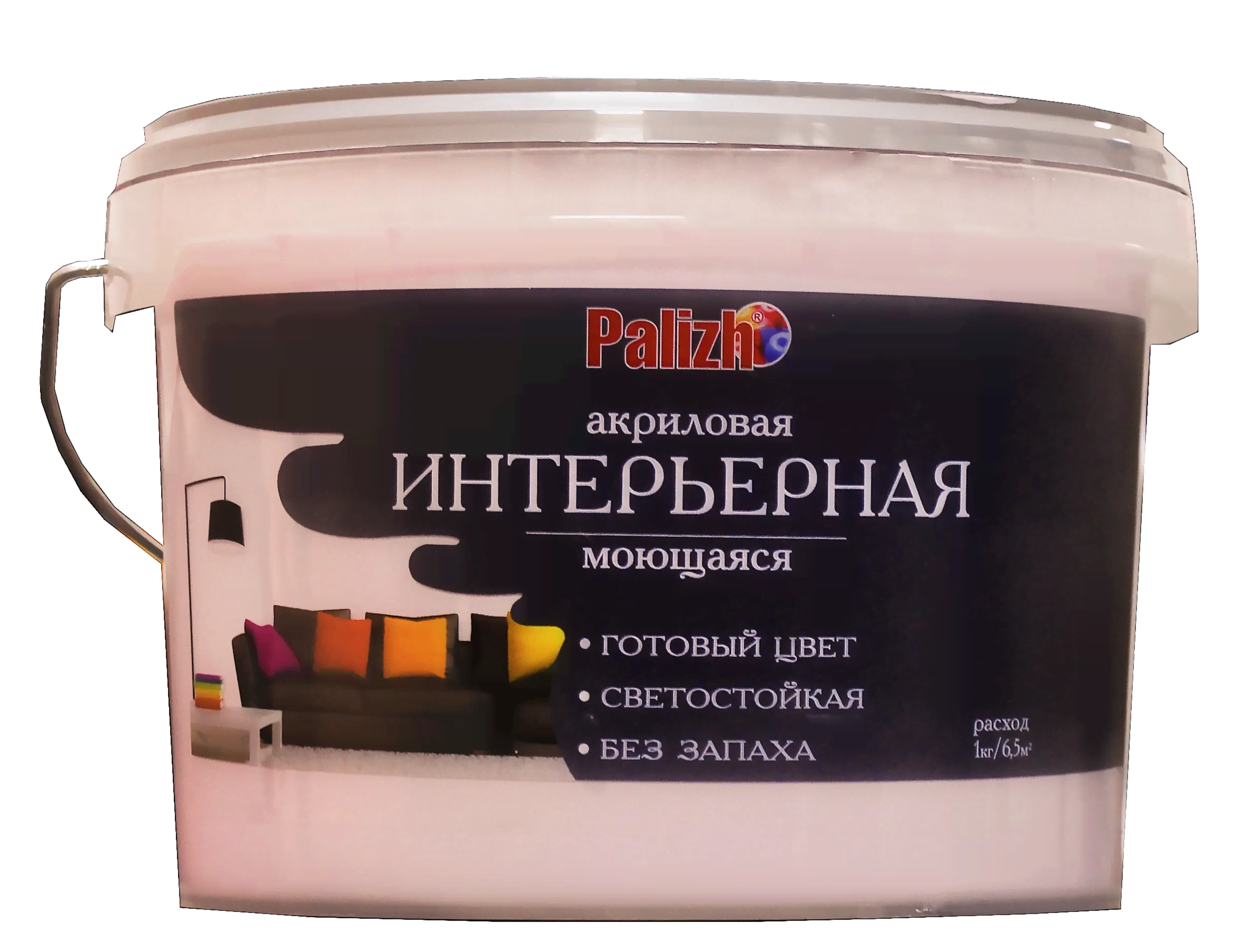 Краска PALIZH акриловая интерьерная моющаяся №312 барбарис 3,7 кг; 11605603-0