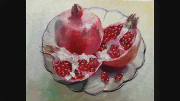 Рисуем гранат маслом  Pomegranate  .Vugar Mamedov